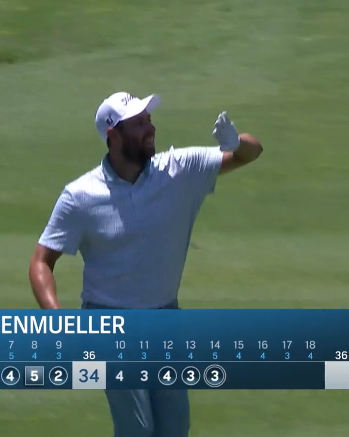 The flagstick can be your friend 🤝⛳️ TOUR rookie Thomas Rosenmueller is currently T3 after going birdie-birdie-EAGLE coraleschamp. 📺 Golf Channel