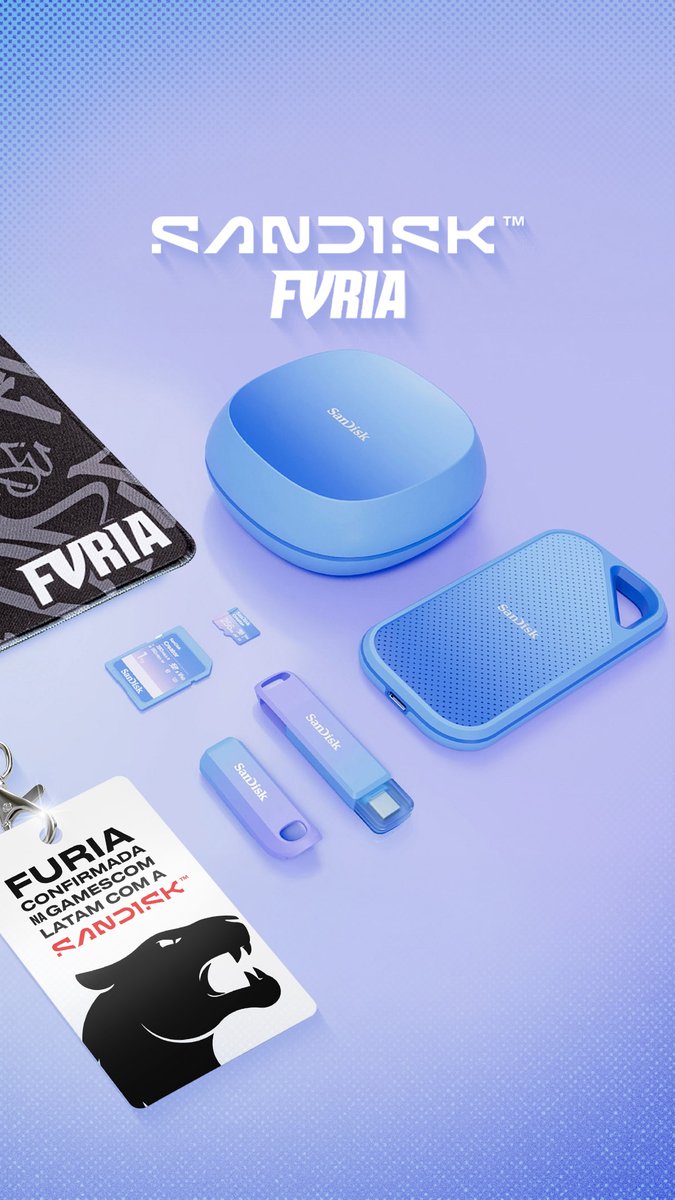 Em parceria com a SanDisk® - Brasil, estamos confirmados na gamescomlatam! 🤩 Teremos espaço exclusivo, ativações, meet & greet, loja com produtos oficiais e muito mais, além de poder conferir a nova linha SanDisk Creator Series, feita pra quem vive de criar conteúdo e precisa de performance de verdade 🔥 #gamescomlatam #SandiskCreatorbr #SeuMundoEstaEsperando #sandisknagamescomlatam