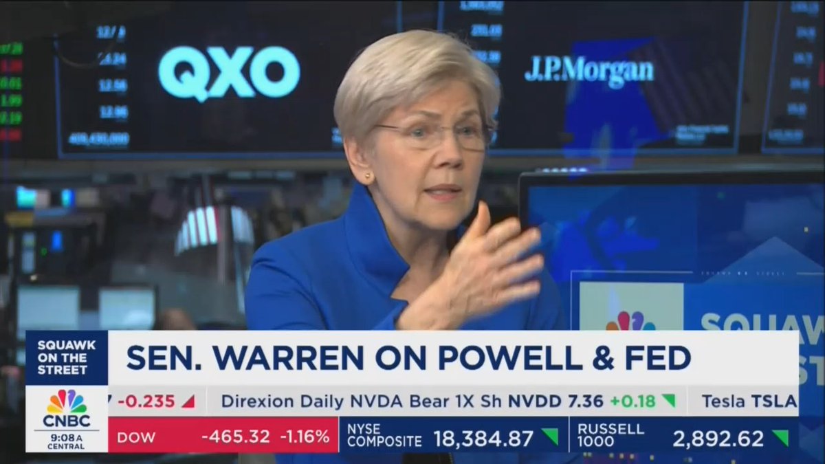 Sénatrice Elizabeth Warren : "Si le président Powell est limogé par Trump, les marchés s'effondreront. La base de la solidité du marché boursier et de notre économie repose sur l'idée que les décisions de la FED sont indépendantes de la politique."