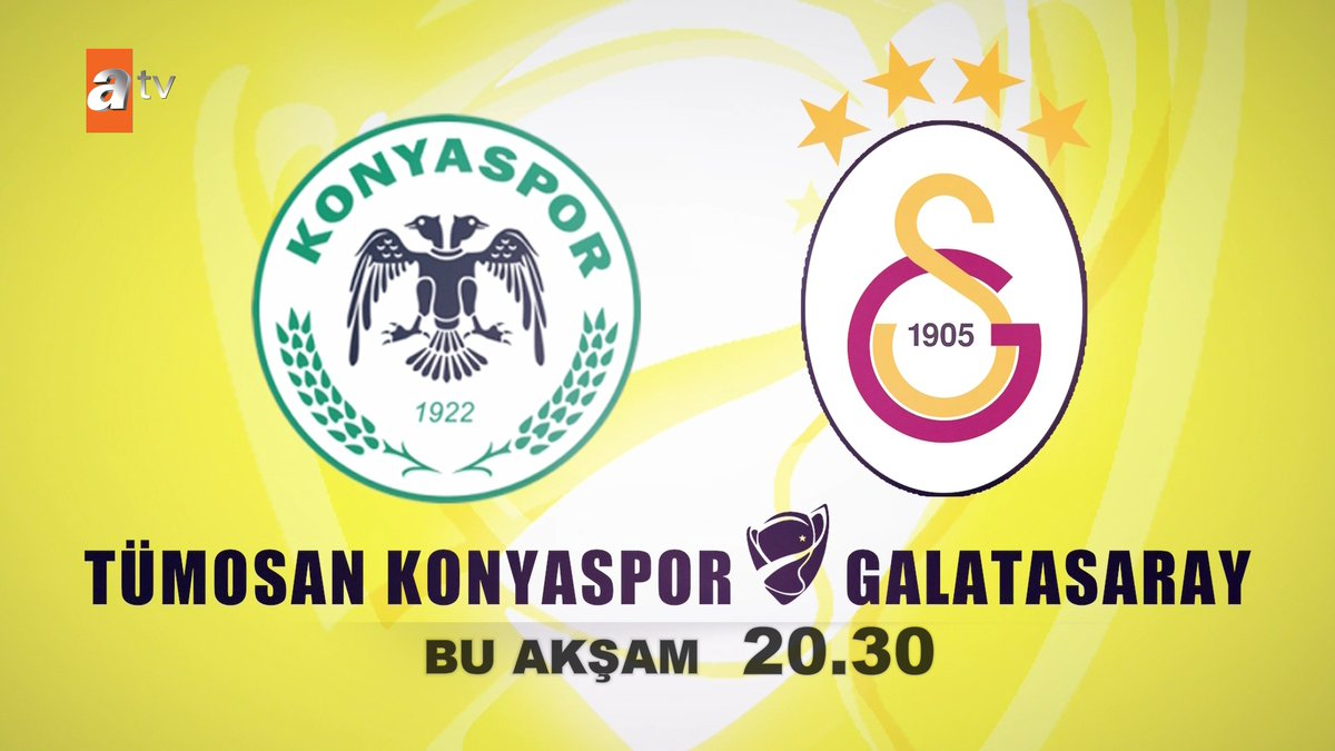 Kupa heyecanı atv'de 🏆 Tümosan Konyaspor - Galatasaray Ziraat Türkiye Kupası yarı final maçı Salı 20.30'da atv'de. #ZiraatTürkiyeKupası #Konyaspor #Galatasaray