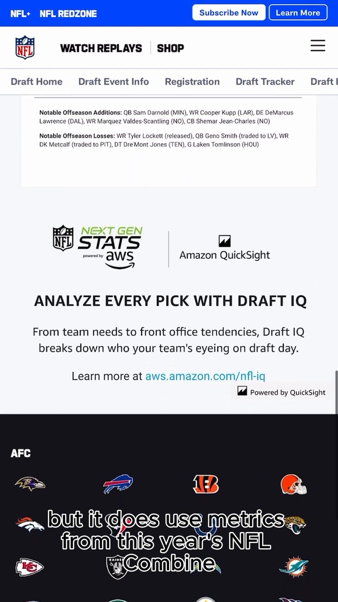 Draft day decisions just got smarter! ๐ The NFL+'s Draft IQ tool, powered by Amazon QuickSight, helps teams analyze player data & make informed picks in real-time ๐ See how #AWS is transforming the 2025 NFL Draft with Next Gen Stats: