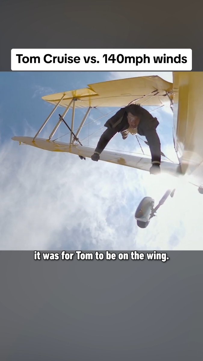 There is no CGI in this video. Tom Cruise is 8,000 feet in the air fighting against 140mph winds for Mission Impossible: The Final Reckoning.