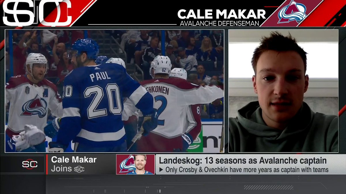 "Hopefully he can continue ... getting better every day, and you never know, maybe we'll see him." Cale Makar stays optimistic about a Gabriel Landeskog return during the playoffs 🏒