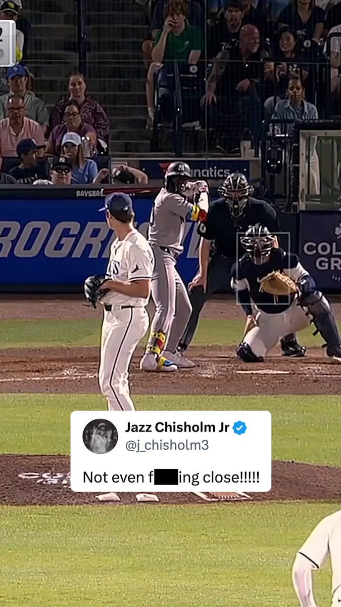 Jazz Chisholm Jr. was ejected from the game after this strike three call
