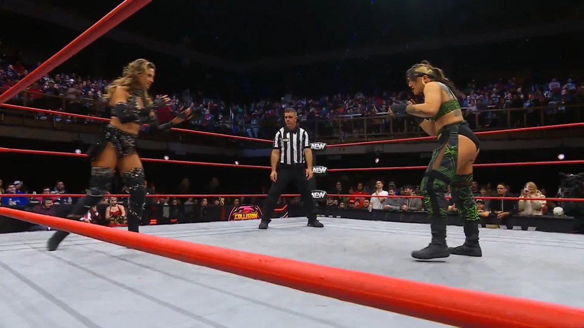 Mini-Moné gets the tag! Watch #AEWCollision LIVE on TNT &amp; MAX Mercedes Moné Varnado | @HarleyCameron_ | julia hart | @CallMeKrisStat