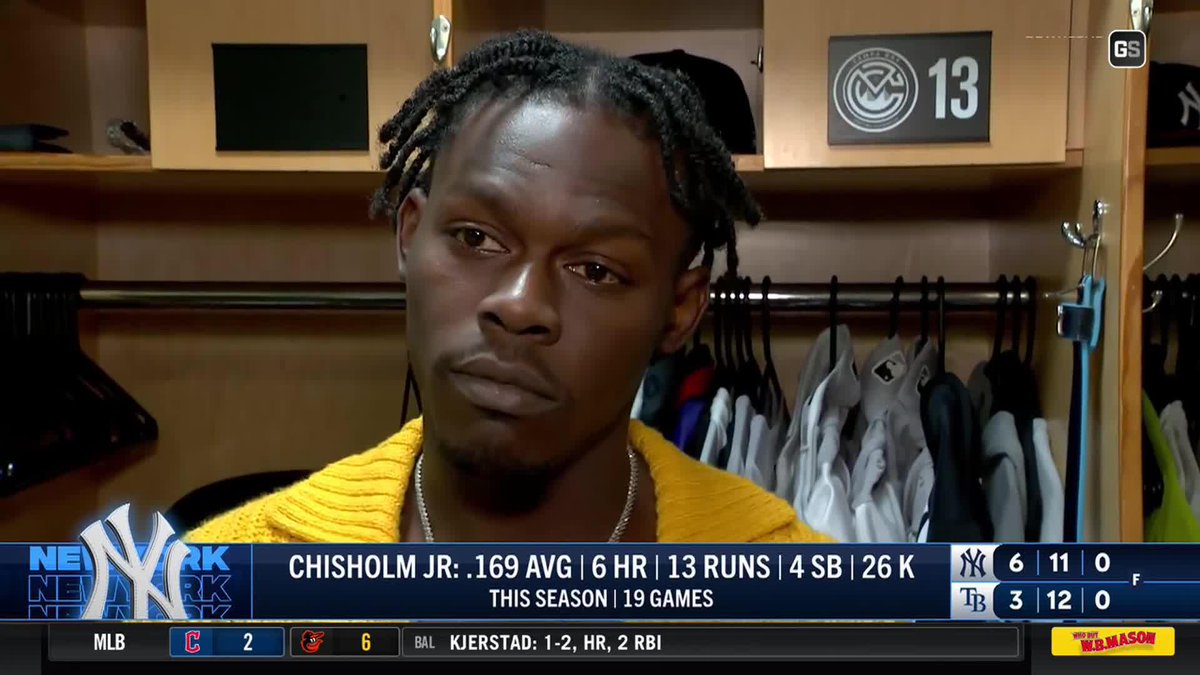 Jazz Chisholm Jr. addresses the media on getting ejected in the 7th. #YANKSonYES