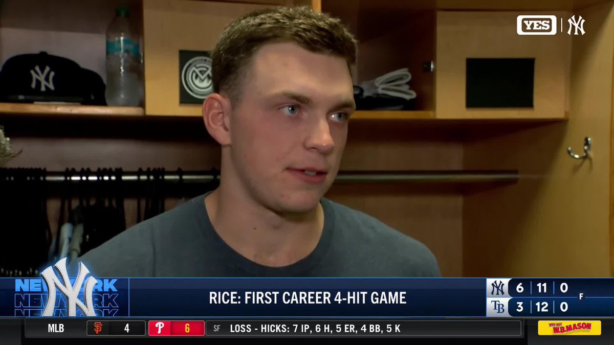 Ben Rice reacts to recording his first career 4-hit game, playing at Steinbrenner field and more. #YANKSonYES