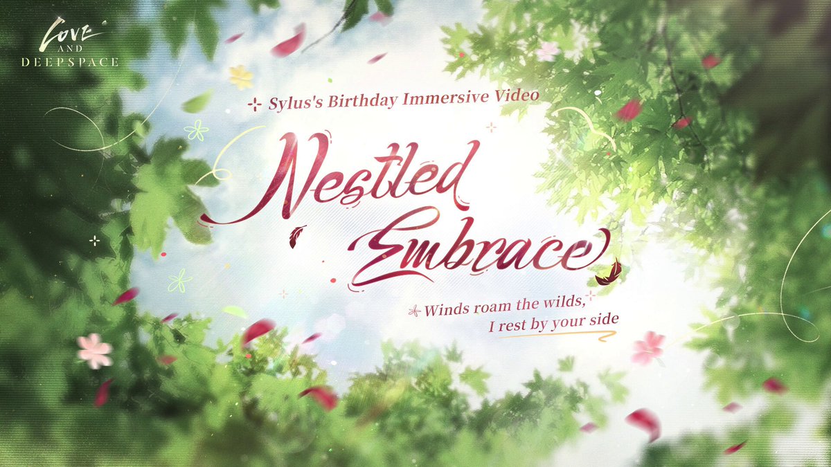 [Nestled Embrace] Sylus's Birthday Immersive Video🎞️ A wild soul, unbound and untamed. And yet, the fierce beast bares his most vulnerable part in the palm of his beloved. In or out of the cage, wherever you are, you are his only place of rest. 🍰Follow Love and Deepspace and repost this post. We will randomly select 5 Hunters to each receive 70 USD! Winds roam the wilds, he rests by your side. He captures these tender moments through the lens, of commemorating this one-of-a-kind birthday journey. Whispers and longing drift in the rain of blossoms. Blazing love echoes forever through the wild. May every moment ahead grant you both, bound by fate, somewhere to nestle at ease. #LoveandDeepspace #SylusWhereHeartsLive #Sylus #HBDSylus