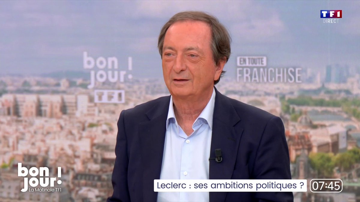 Sur une candidature à l'élection présidentielle de 2026 : "On verra ! Si je dis 'non', personne ne me croit. Et si je dis 'oui', je suis invité à en parler. J'accepte votre invitation", Michel-Edouard Leclerc dans #BonjourLaMatinaleTF1