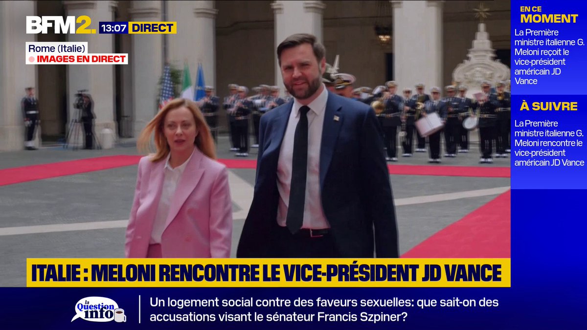 Italie: le vice-président américain J.D. Vance reçu par Giorgia Meloni à Rome