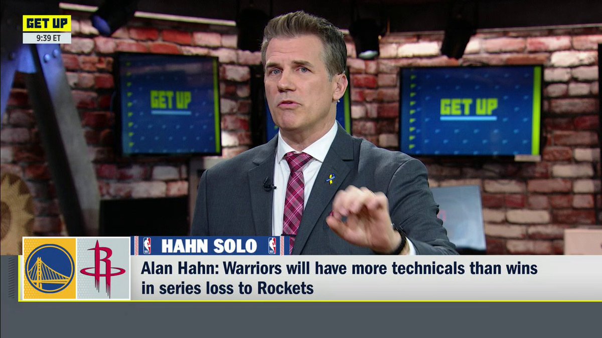 .Alan Hahn makes a BOLD prediction that the Warriors will lose the series to the Rockets 👀 "As much as we love [Golden State], they're probably going to have more techs than wins in this series."