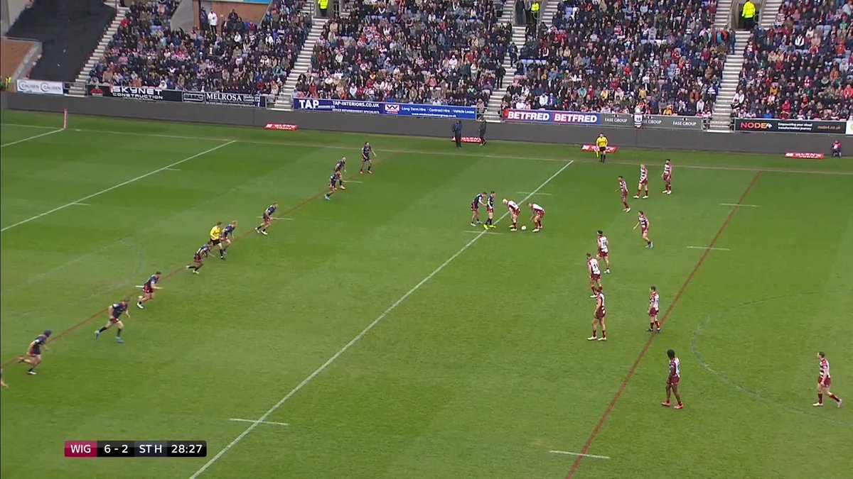 The pass from French, and the finish from Field 😤 Wigan Warriors take the lead ‼️