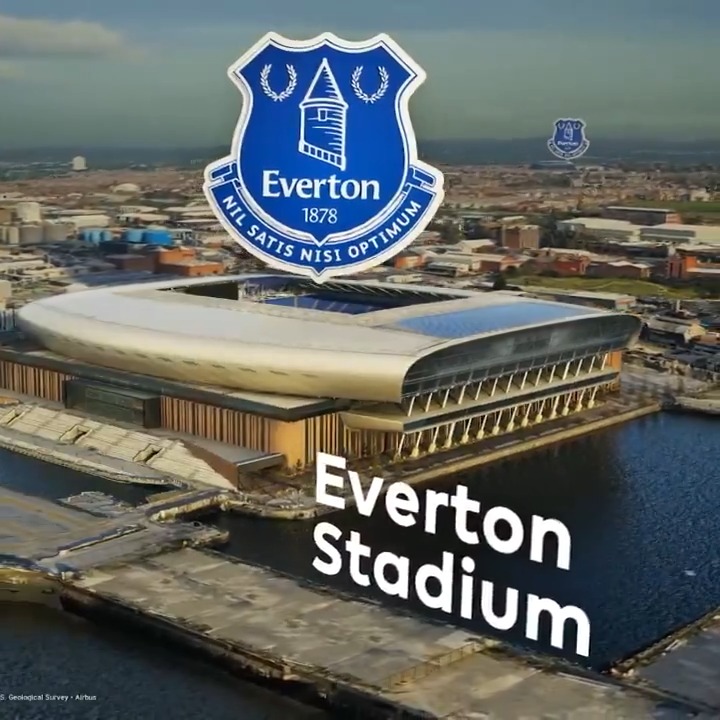 Everton have just three games left at Goodison Park before their move to a new home next season. Get a view from above of where they're headed.