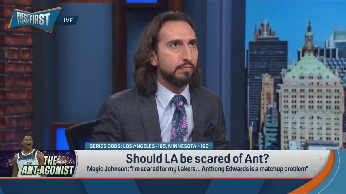 “I think Ant’s gonna score a ton and I know the Timberwolves have the #8 offense in basketball this year. I don’t think they’re gonna have enough offense to keep up with the Lakers.” — nick wright on whether LA should be scared of Anthony Edwards