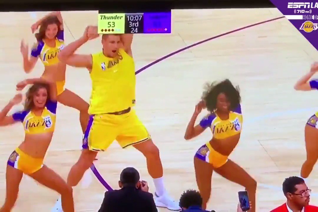 TRENDING: When Rob Gronkowski joined the Los Angeles Lakers cheerleading dance squad. 😭😭😭 Only Gronk. Only Gronk.
