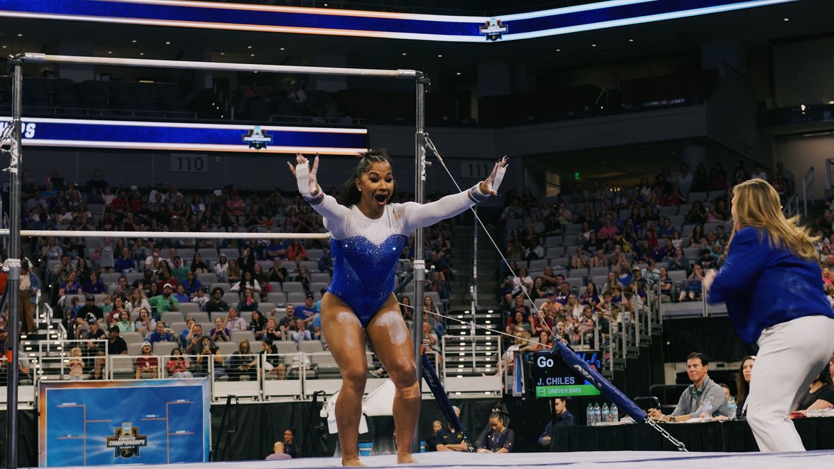 THAT girl Jordan Chiles made history Thursday by becoming the first #UCLA gymnast to win multiple NCAA uneven bars championships, capturing the 2025 and 2023 titles! 👏👏