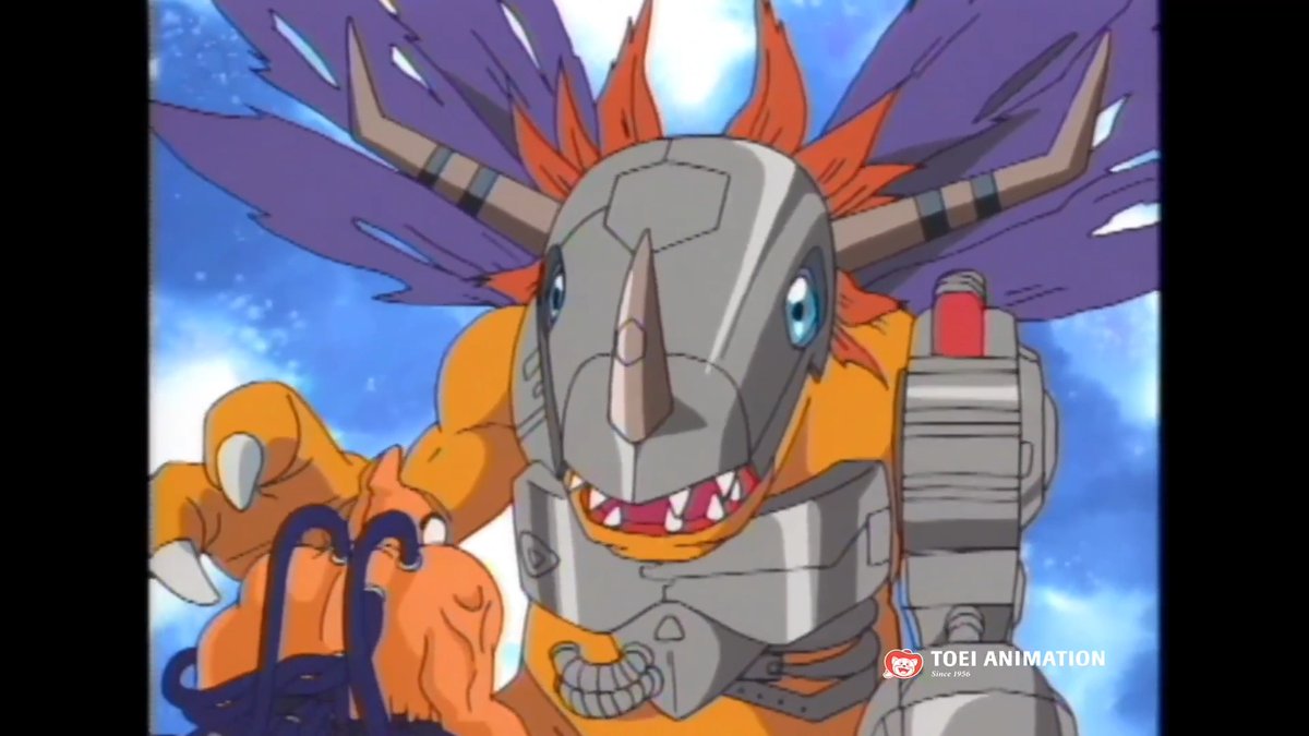 ¡MetalGreymon aparece en el combate contra Etemon! 🦖🧡 ¿Recuerdas qué sucede después? Te leemos. #Digimon 📱 #DigimonAdventure