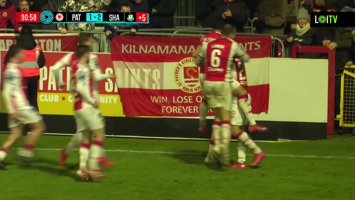 A dramatic injury time equaliser from Joe Redmond tonight. Great cross by Jake Mulraney too. Terrific fight back from the lads #StPatsFC | Kavanaghs New Street
