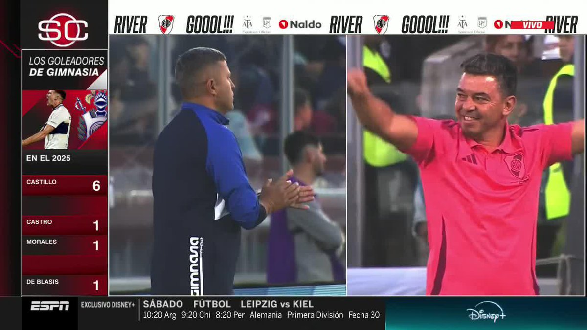 ¡SI MUÑE, ES PARA GRITARLO ASÍ! Franco Mastantuono marcó un verdadero GOLAZO ante Gimnasia y así lo festejó Gallardo. 📺 #DisneyPlus
