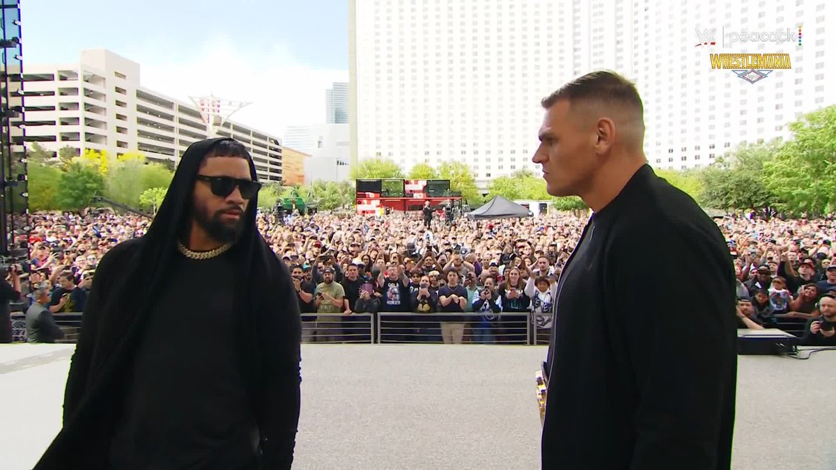 YEET! 🗣️ Looks like Jey Uso is getting in GUNTHER's head 👀 #WrestleMania