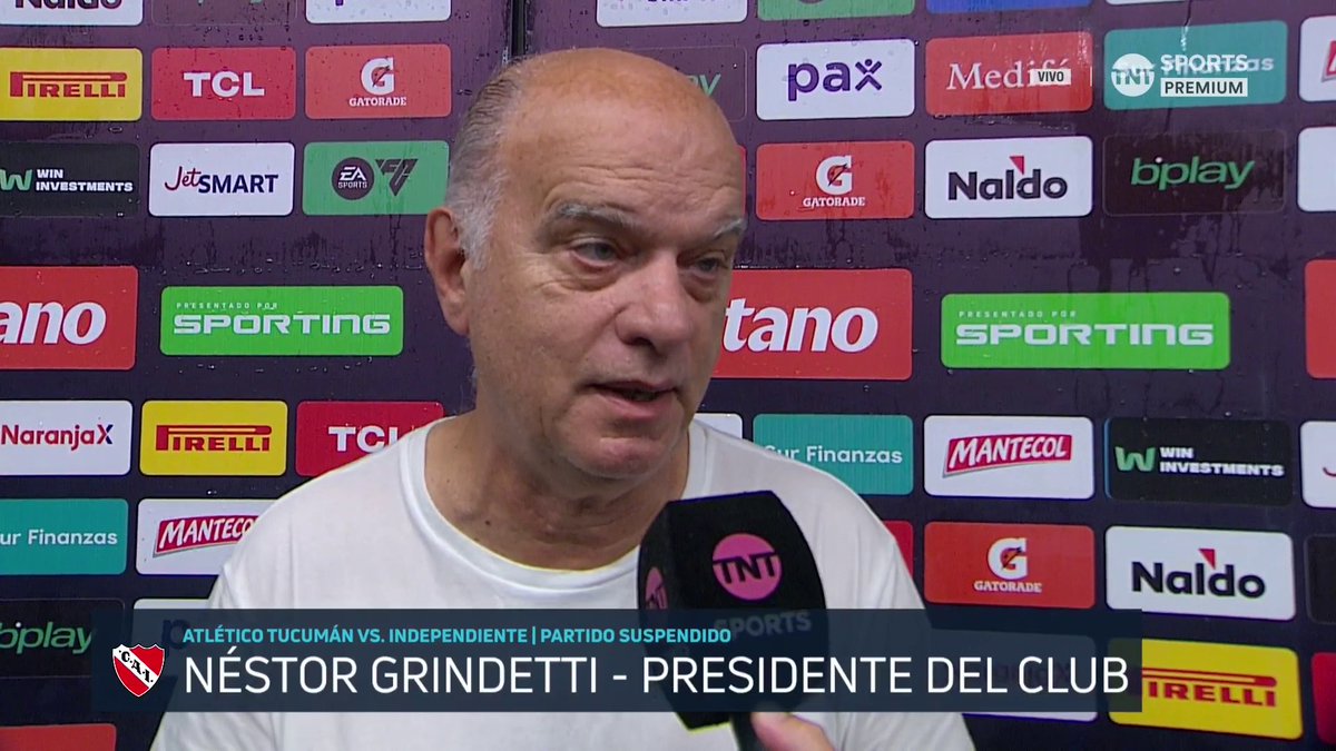 #Independiente 🗣️"La suspensión? Una locura. Cuando yo era pibe jugábamos con barro y lluvia. Vamos a pedir los 3 puntos" dijo caliente 'Pistola' Grindetti.