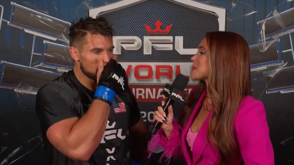 "It means a lot" Dalton Rosta checks in with Kennedy Smith after his impressive submission win over Sadibou Sy in the #PFLWorldTournament MAIN EVENT ABOUT TO START ON ESPN