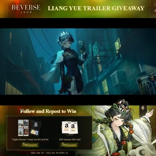 Liang Yue Trailer - 24/7: Cadet on Call | Reverse: 1999 Someone has to stand their ground—for truth and for justice. [Giveaway] 1.Follow Reverse: 1999 | Version 3.4 Available Now 2.RT trailer before Apr. 29 HD: Download: #Reverse1999Ver2ꓸ5 #LiangYue