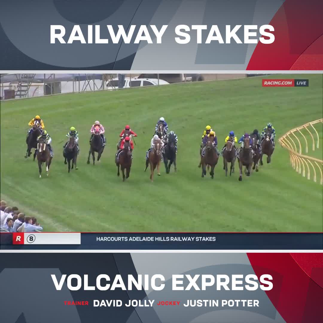 Volcanic Express erupts down the outside &amp; up in grade, swoops home to take out the Railway Stakes 🌋