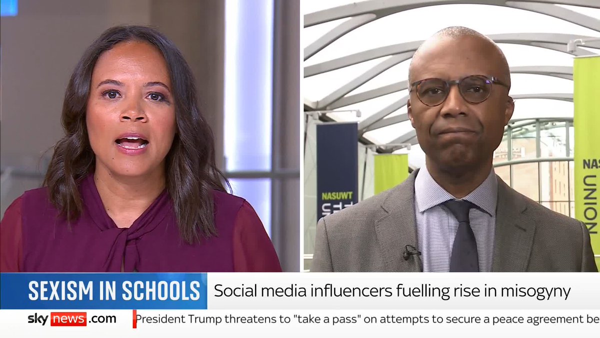 'Teachers are experiencing verbal and physical assault - often directed towards female teachers.' NASUWT general secretary Dr Patrick Roach speaks as teachers claim social media influencers like Andrew Tate are fueling a rise in sexism in classrooms.