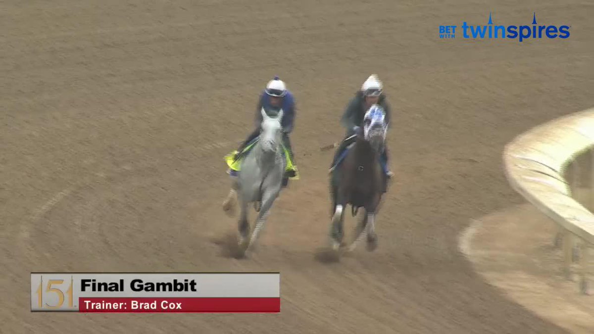 Jeff Rubys Steaks winner Final Gambit puts his stablemate Coffee Talk away with a 5 furloing move in 1:00.80 this morning for trainer Brad H. Cox Racing. Joe Kristufek says "he is moving up on my list." 📝