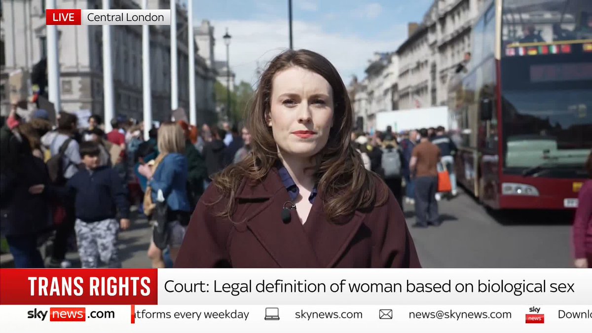 Trans rights groups have begun a protest in Central London over the Supreme Court's ruling on the legal definition of a woman. 📺 Sky 501, Virgin 602, Freeview 233 and YouTube