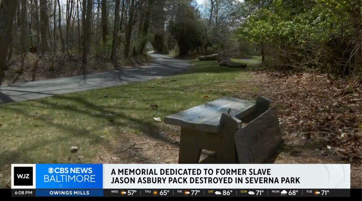Jason Asbury Pack was a formerly enslaved man who helped build Severna Park, a free Black community in MD. A bench honoring him was destroyed. How could this historic bench be lying in pieces and no one knows anything? This isn’t just a bench. It’s a legacy. It must be restored.