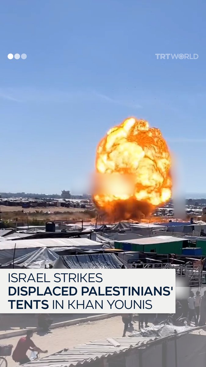 Footage captures the moment Israel struck tents sheltering displaced Palestinians in Khan Younis, Gaza. At least 28 Palestinians were killed in a series of Israeli air strikes across the Gaza Strip on 19 April, as the Israeli army continues its military aggression in the enclave