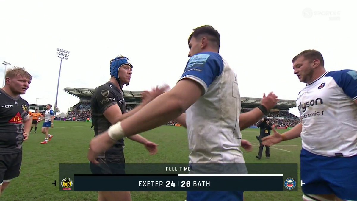A tense and dramatic final ten minutes but it's Bath Rugby who claim the narrow victory over Exeter Chiefs to cement their place at the top of the table 📈 #GallagherPrem | #EXEvBAT