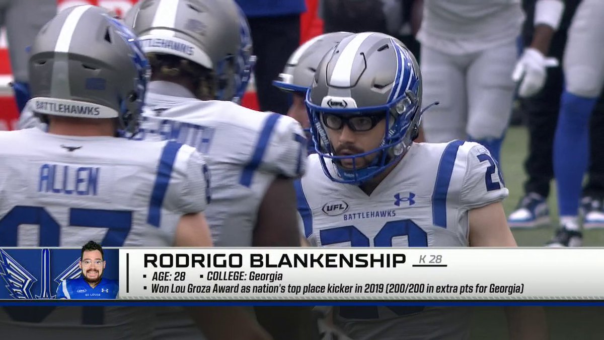 🏈 56-yard FG last week 🏈 55-yard FG this week Rodrigo Blankenship got a boot 🥾 St. Louis Battlehawks