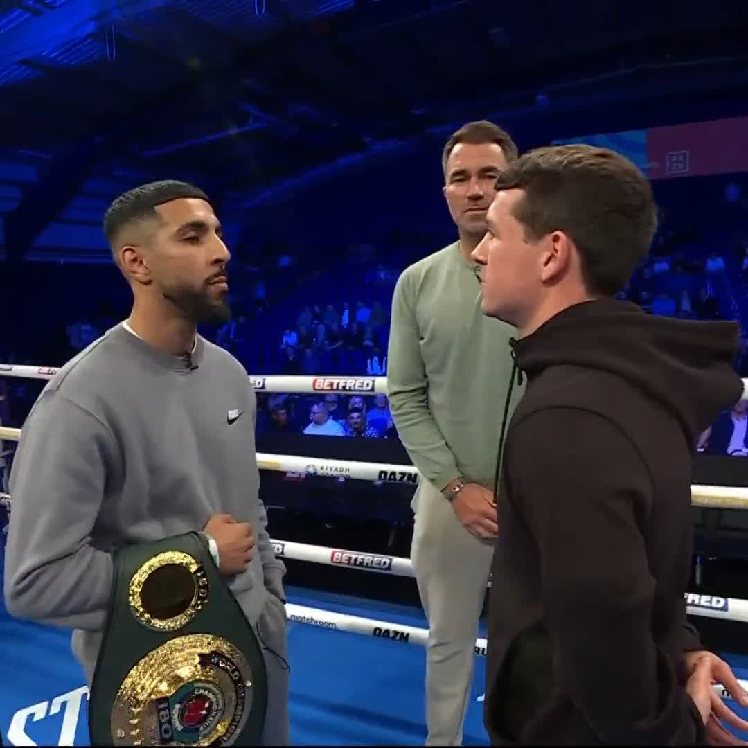 FIRST FACE-OFF 👀 Shabaz Maverick Masoud vs Peter McGrail 🛡️ IBO World Super Bantamweight Title #MasoudMcGrail | Jun 21 | 📍 Birmingham