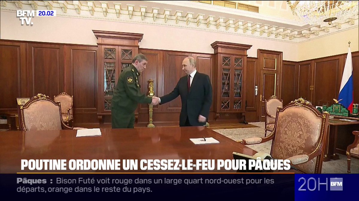 Vladimir Poutine ordonne un cessez-le-feu en Ukraine pour Pâques