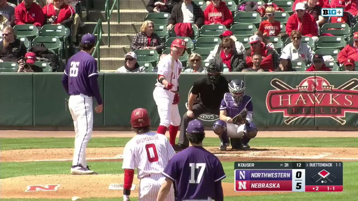 LET'S PARTY. 🕺 Max Buettenback sends one to the party porch for his 7th HR of the year. B2 | 7-0 BIG RED
