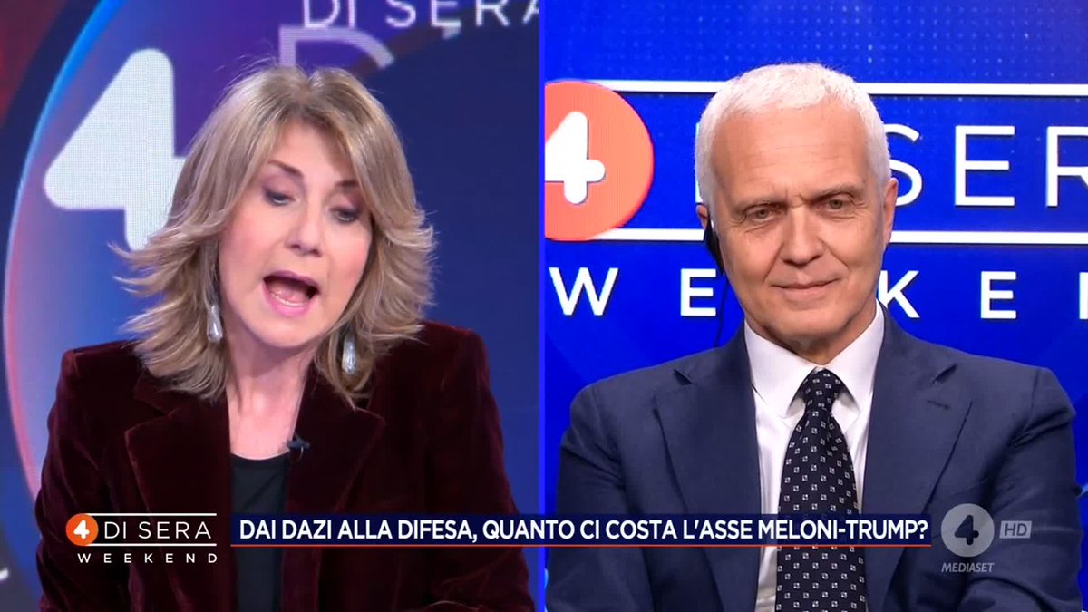 "Certo che dobbiamo avere rapporti con l'America però credo che le imprese abbiano bisogno che il Governo le aiuti ad aprirsi a nuovi orizzonti" Tiziana Ferrario a #4disera Weekend
