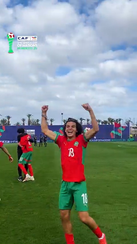 Joy painted in red, celebrating all night long! 🇲🇦 #TotalEnergiesAFCONU17