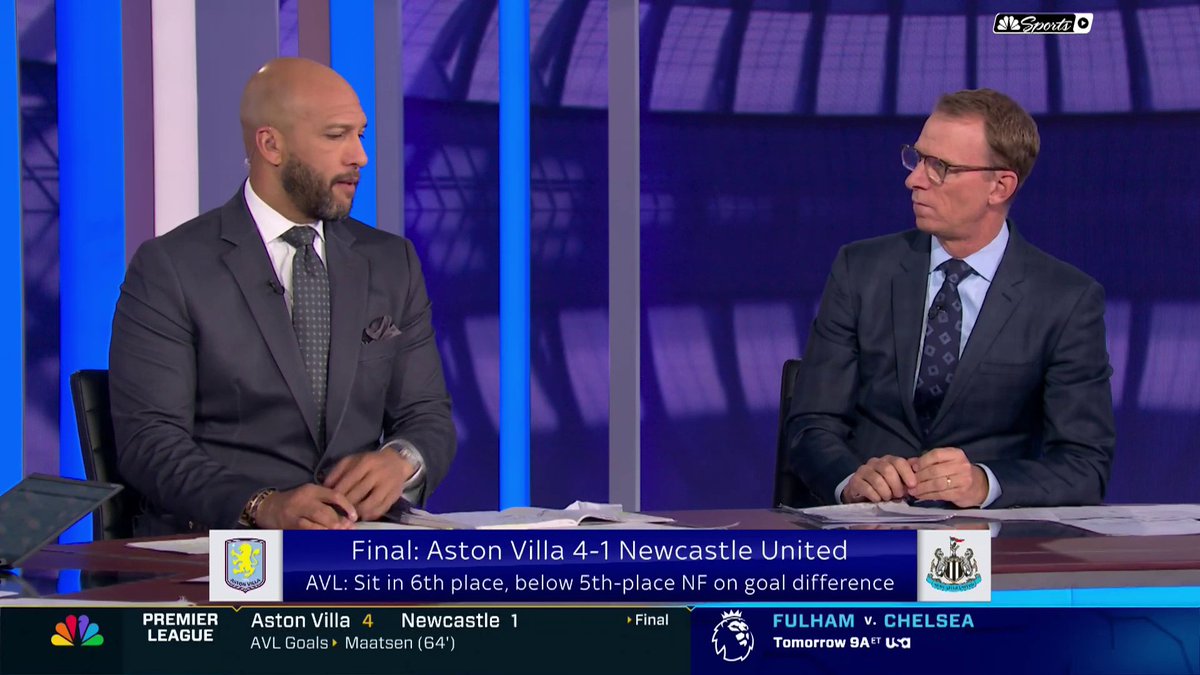 Always so refreshing to hear the level of praise these NBC Sports pundits have for Aston Villa & the TREMENDOUS job Unai Emery is doing with this football club! IT'S A GREAT TIME TO BE A VILLA FAN!!! 💪🟣🔵 #AVFC | #UTV