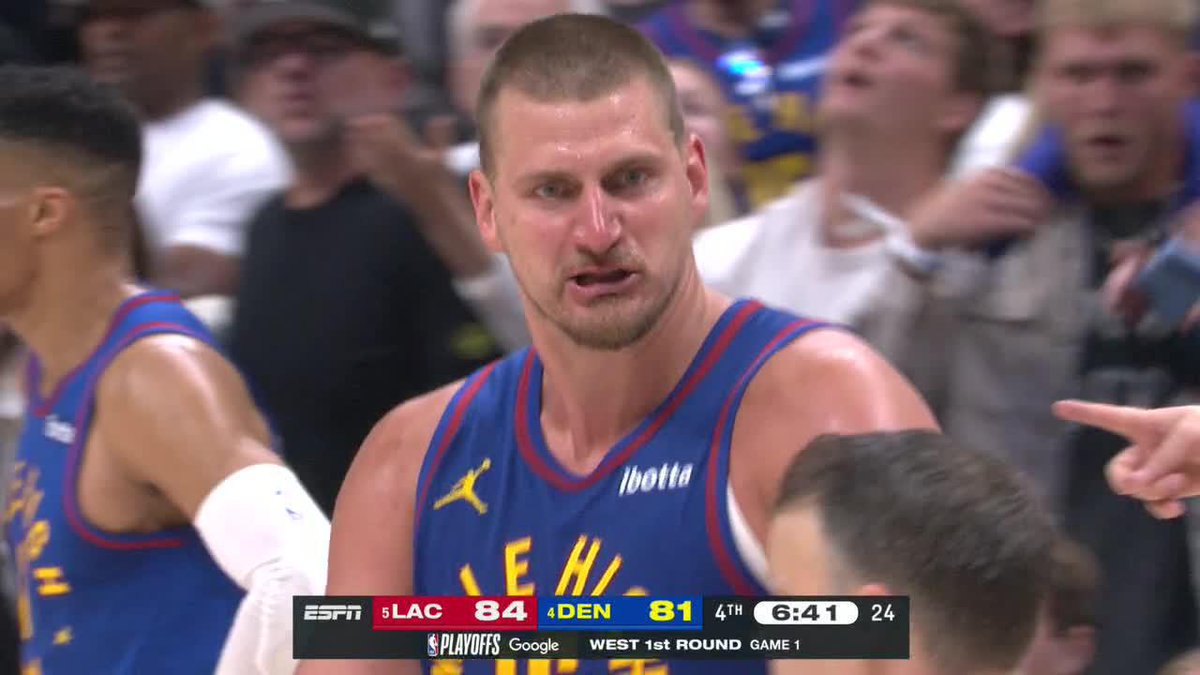 Jokic gets a technical foul in the 4Q of Game 1 vs. the Clippers 😳