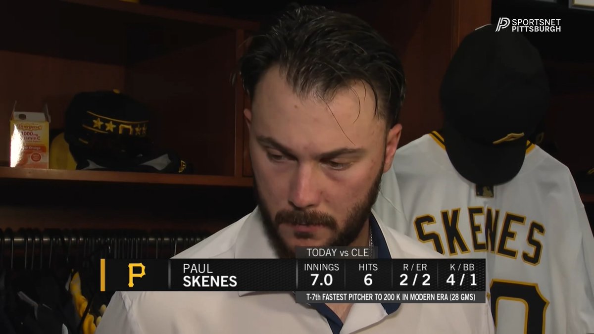 Paul Skenes on the lines for his bobblehead today & a packed PNC park ⬇️ "It's cool. Wish we would've gotten them a win."