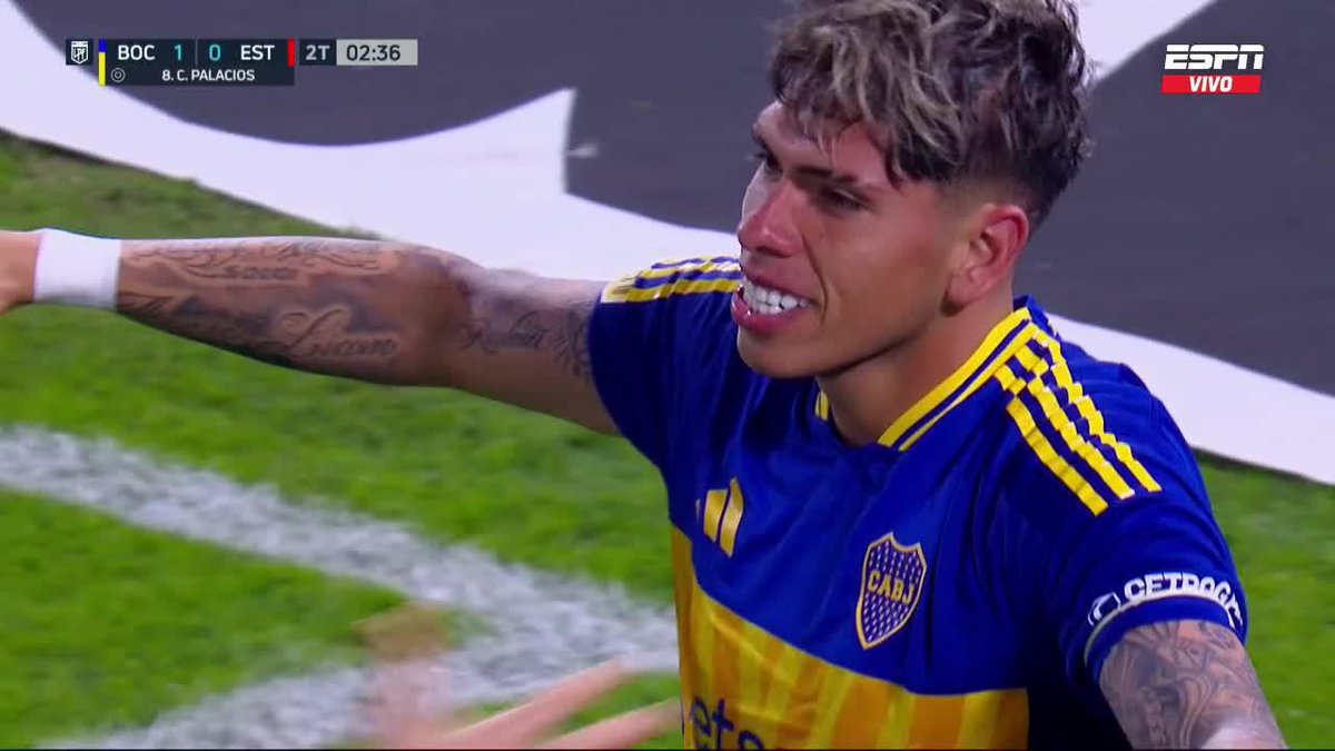 🗣️EL GOL DE CARLOS #PALACIOS tras centro de #Zenon y asistencia de #Merentiel para el 1-0 de BOCA.