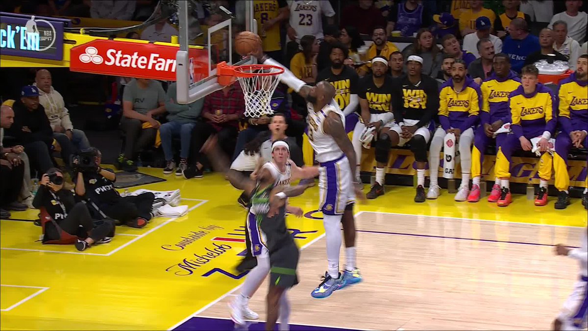 BLOCKED BY JAMES 😱 LeBron with a signature chasedown in Game 1 of the playoffs 🔥