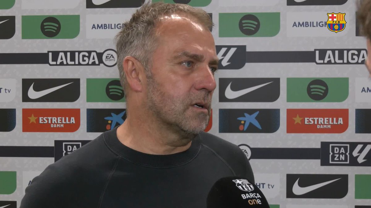 🎙️ HANSI FLICK: “I think today, everyone here, our fans, they will have seen a team never give up or fight for 90 minutes to get three points, and this is what we want to see, and we are all happy. So it's great for the team, for the Club and for the fans.” #BarçaCelta