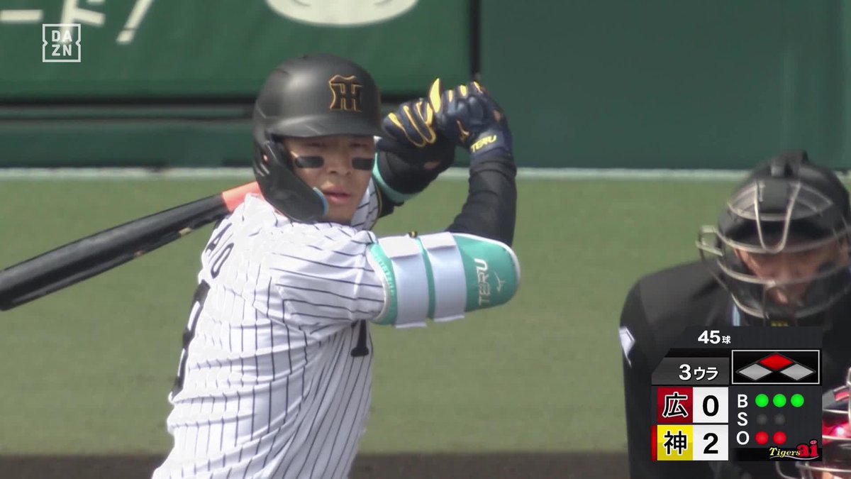溢れる自信 3ボールからフルスイング 佐藤輝明 追加点のタイムリー ⚾プロ野球(2025/4/20) 🌸阪神×広島 📱Live on DAZN #オレをみろ #阪神タイガース