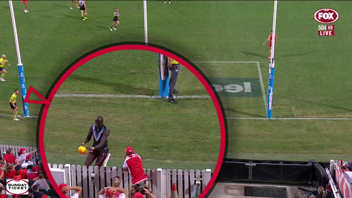 Aliir Aliir was involved in this altercation with a Swans fan. 📺 Watch #AFLSwansPort LIVE on ch. 504 or stream on Kayo: ✍️ BLOG 🔢 MATCH CENTRE