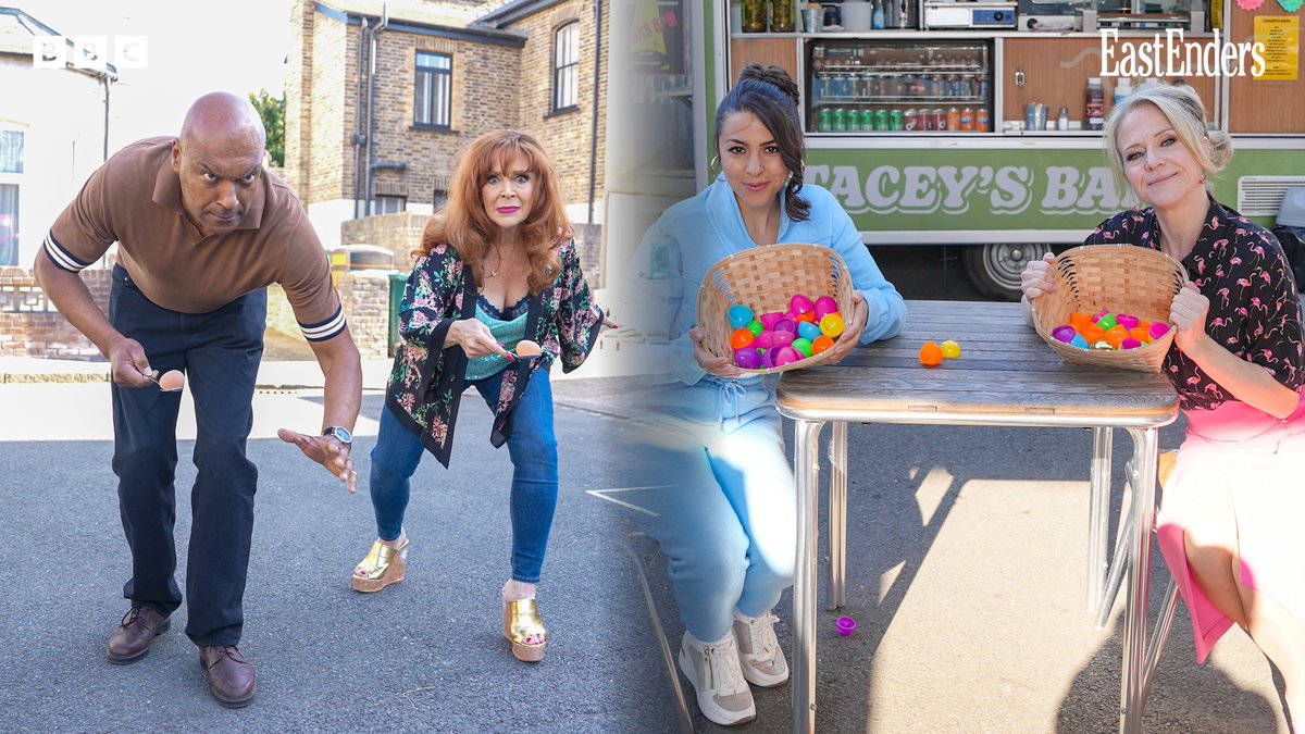 Hoppy Easter from all of us here, at #EastEnders. 🐰 Watch Harriet vs Colin and Sophie vs Kellie in this egg-citing 3-part Easter challenge! Let’s go! 🐣