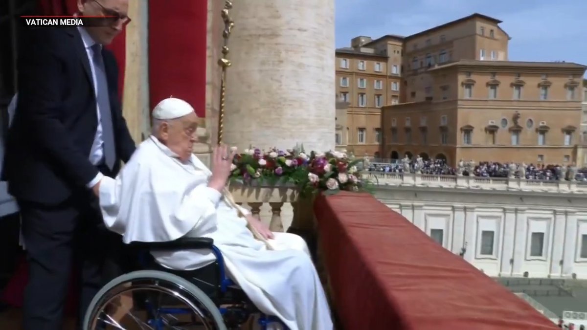 WATCH: Pope Francis arrives at the balcony overlooking St. Peter's Square to deliver the Easter blessing. READ: